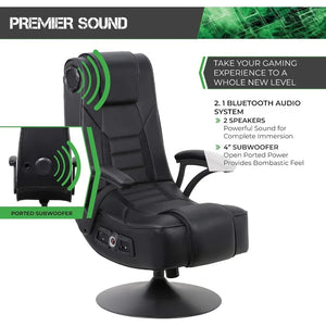 PC Gaming Chair with Headrest Speakers, Backrest Subwoofer, Padded Armrests