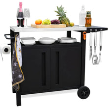 Load image into Gallery viewer, Outdoor BBQ Cart with Storage: XL Grill, Bar Patio Kitchen Cabinet