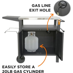 Outdoor BBQ Cart with Storage: XL Grill, Bar Patio Kitchen Cabinet