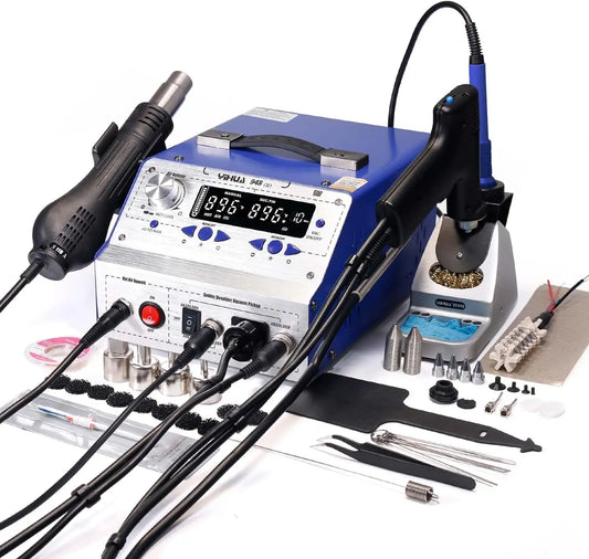4-in-1 Hot Air Rework Soldering Iron Station - Desoldering Tin Gun, Pick Up Pen