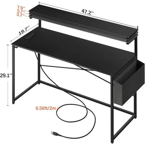 Computer Desk with LED Lights & Storage: 47