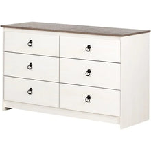 Load image into Gallery viewer, White Wash and Weathered Oak South Shore 6-Drawer Double Dresser