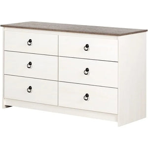 White Wash and Weathered Oak South Shore 6-Drawer Double Dresser