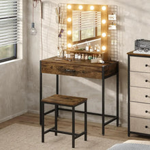 Load image into Gallery viewer, 33&quot; W Makeup Vanity Table Set with LED Lights, Mirror, Drawer &amp; Charging Station