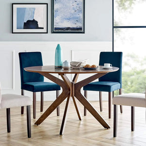 47" Round Wood Dining Table | Walnut Finish