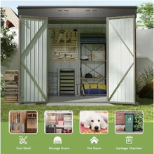 Load image into Gallery viewer, Outdoor 8x6 FT Metal Shed, Brown Tool Shed w/ Sloping Roof, Lockable Door, Backyard Garden