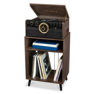 Entertainment Stand with Record Holder, Media Console Storage