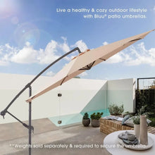 Load image into Gallery viewer, 10ft Patio Umbrella with Crank, Offset Design &amp; Cross Bases, Large Outdoor Shade