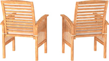 Load image into Gallery viewer, Set of 2 Modern Solid Acacia Wood Slat Back Outdoor Dining Chairs Brown