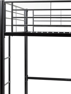 Twin Size Urban Industrial Metal Loft Bunk Bed, Black Frame