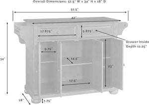 Furniture Alexandria Kitchen Island with Natural Wood Top - Vintage