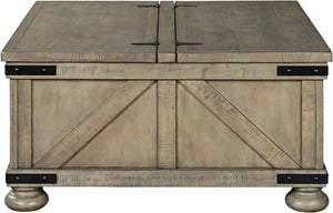 Farmhouse Square Coffee Table with Lift Top Storage, Grayish Brown, 36" x 36" x 18"