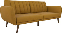 Load image into Gallery viewer, Premium Upholstered Gray Sofa Futon with Wooden Legs, Stylish &amp; Comfortable