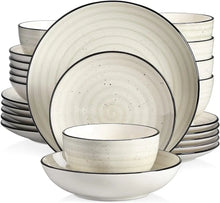 Load image into Gallery viewer, Stoneware Dinnerware Sets, 24 Pieces Dinner Set with Plates, Pasta Bowls, Soup