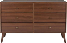 Load image into Gallery viewer, Cherry Mid-Century 6 Drawer Dresser | Bedroom Vanity Table, 52.50&quot; Wide