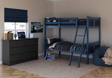 Load image into Gallery viewer, Navy Blue Twin-over-Twin Bunk Bed, Gold Certified, Converts to 2 Twin Beds