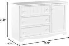 Load image into Gallery viewer, Pure White 3-Drawer Dresser with Door