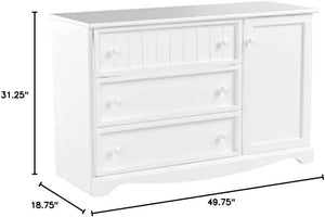 Pure White 3-Drawer Dresser with Door