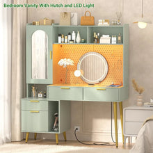 Load image into Gallery viewer, 48&quot; Vanity Table w/ Pegboard - Modern Bedroom Makeup Vanity, LED, Charging Port