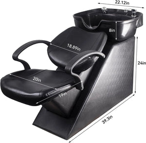 Shampoo Backwash Chair, ABS Plastic | Salon Spa Beauty Shampoo Bowl Chair, Black