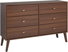 Load image into Gallery viewer, Cherry Mid-Century 6 Drawer Dresser | Bedroom Vanity Table, 52.50&quot; Wide