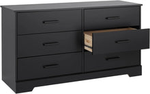 Load image into Gallery viewer, Rustic Black 6-Drawer Dresser: 18.25&quot;x53.25&quot;x28.5&quot;, Bedroom Furniture
