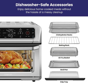 Stainless Steel Air Fryer Toaster Oven Combo with Probe Thermometer