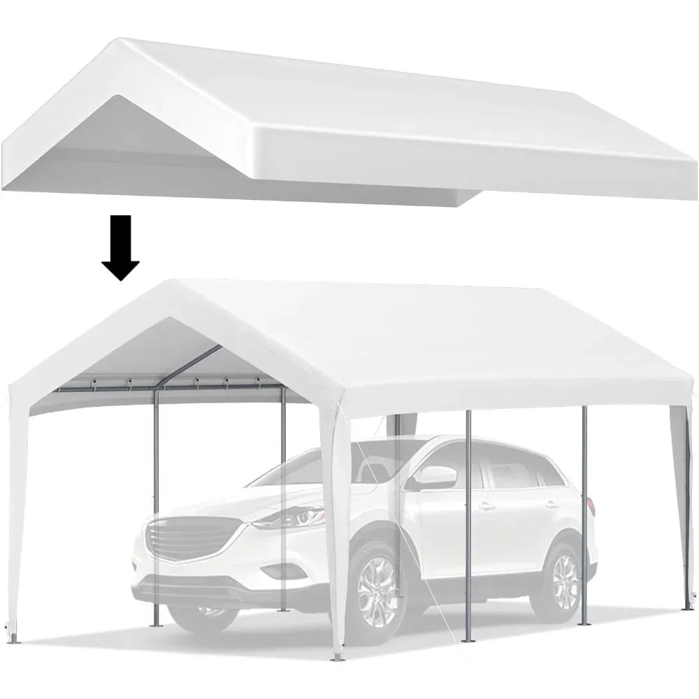 10x20 Ft Carport Canopy Fabric Awning Cover, Triple Tier for Party, Garden Use