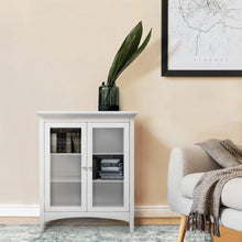 Load image into Gallery viewer, White Home Wooden Floor Cabinet 2 Glass Doors - Stylish Storage Solution