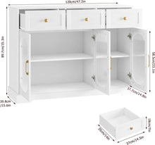 Load image into Gallery viewer, Kitchen Storage Cabinet Buffet Cabinet with Glass Doors Bar Drawer 47.2&quot;