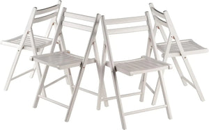 White Folding Chair Set, Medium Size, 4 Pieces