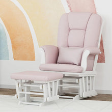 Load image into Gallery viewer, White Pink Blush Swirl Glider &amp; Ottoman | Free Lumbar Pillow, Cleanable Upholstered