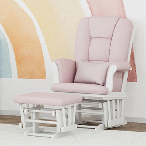 White Pink Blush Swirl Glider & Ottoman | Free Lumbar Pillow, Cleanable Upholstered