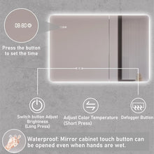 Load image into Gallery viewer, LED Backlit Mirror Medicine Cabinet, 36x24 in, 3 Color Lights, Anti-Fog, Time Function