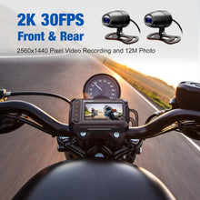 Load image into Gallery viewer, Motorcycle Dash Cam B5M 2K 30fps Dual Wide Angle 150° Lens DVR 3&#39;&#39; IPS Screen