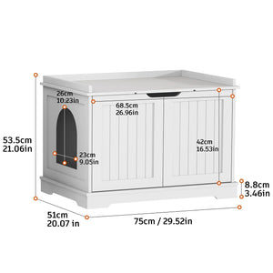 Cat Litter Box Furniture Hidden Enclosure Washroom Storage Bench Pet Crate Modern Wood