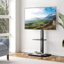 Load image into Gallery viewer, Black Corner TV Stand, Height Adjustable | Floor TV Stand Up to 32-65 inch TVs