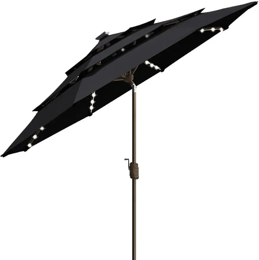 9ft Solar Market Umbrella with 80 LED Lights | Sunumbrella Fabric