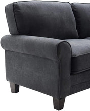 Load image into Gallery viewer, Modern Upholstered Fabric Sofa 73&quot; Charcoal Pillowed Back Rounded Arms