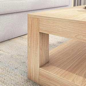 Modern Plank+Beam 48-Inch Coffee Table: Solid Wood, Shelf Storage, Center Table