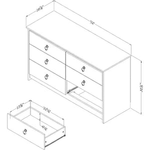 White Wash and Weathered Oak South Shore 6-Drawer Double Dresser