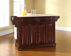 Furniture Alexandria Kitchen Island with Natural Wood Top - Vintage