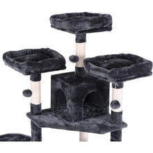 Load image into Gallery viewer, Large 66.3 Inch Cat Tower Multi-Level with Plush Top Perches Sisal Scratching Post Play House