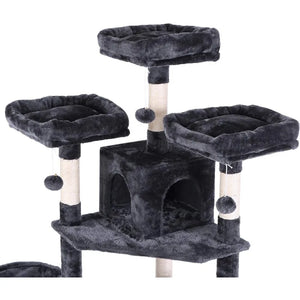 Large 66.3 Inch Cat Tower Multi-Level with Plush Top Perches Sisal Scratching Post Play House