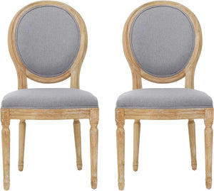 Light Grey Fabric Dining Chairs 2-Piece Set for Home