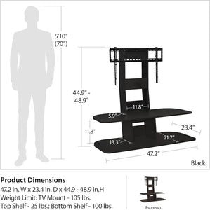 TV Stand with Mount for TVs up to 65 Inches Wide, Galaxy Design