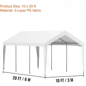 10x20 Ft Carport Canopy Fabric Awning Cover, Triple Tier for Party, Garden Use