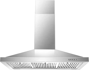 Stainless Steel Vent Hood - 36", Wall Mounted, Ducted/Ductless Kitchen with Push Button Control