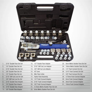 Universal Hydraulic Flaring Tool Set with 3/8" & 1/2" Transmission Cooling Line Die