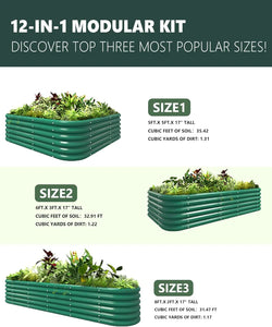 Planter Box: Metal Modular Raised Garden Bed, 8ft x 2ft x 1.4ft - 17" Tall 12-in-1